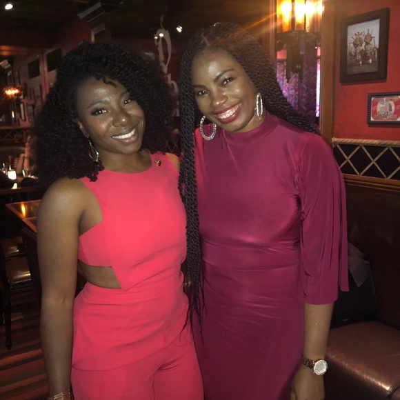 BCBG cut out jumpsuit available in red and black. - Picture 3 of 4